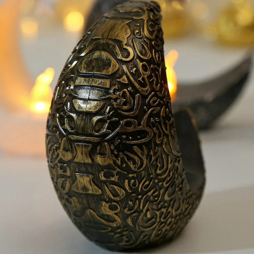 Candelabro Decorativo Ramadan - Lanterna In Metallo Con Forme Di Stella E Luna | Per Tealight, Islamico - Foto 3