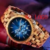 KUNHUANG Handmade Wooden Watch Multifunction Dial Mens Quartz Watch Luxury Luminous Chronograph Custom Logo relógio masculino 2