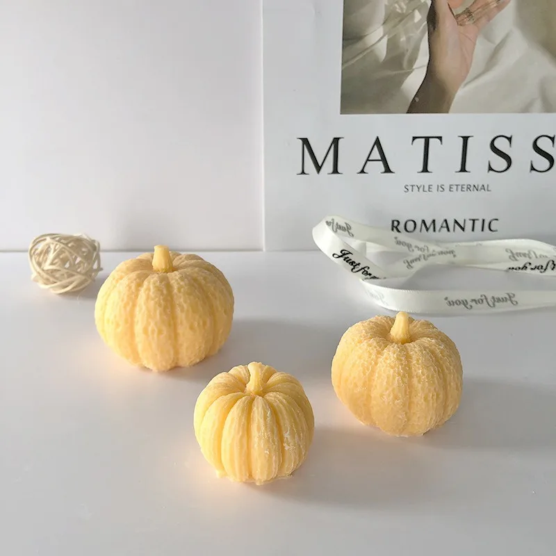 

Halloween Pumpkin Silicone Candle Mold Handmade 3Size Pumpkin Gypsum Resin Epoxy Ice Cube Chocolate Baking Mould Home Decor Gift