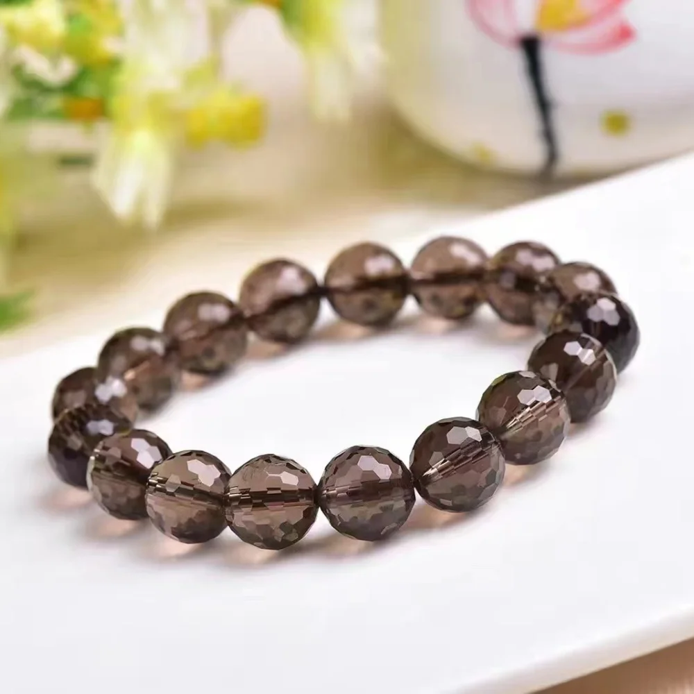 

faceted 11mm smoky quartz bracelets home decoration spiritual healing crystal