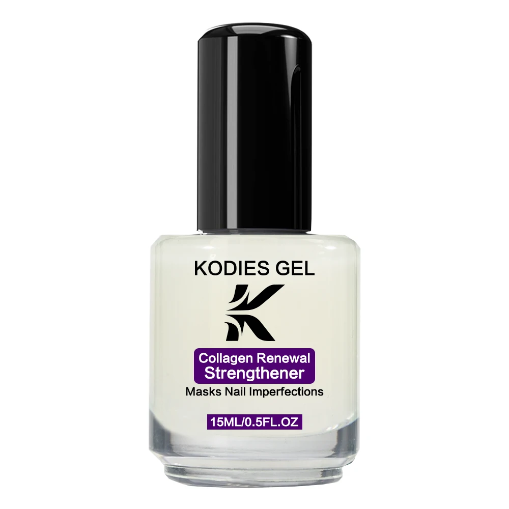 KODIES GEL Collagen Renewal Nail Strengthener 15ML Natural Dry keratin Protein Nail Polish Base Oil for Repair Thin Uneven Nails,nail strengthener