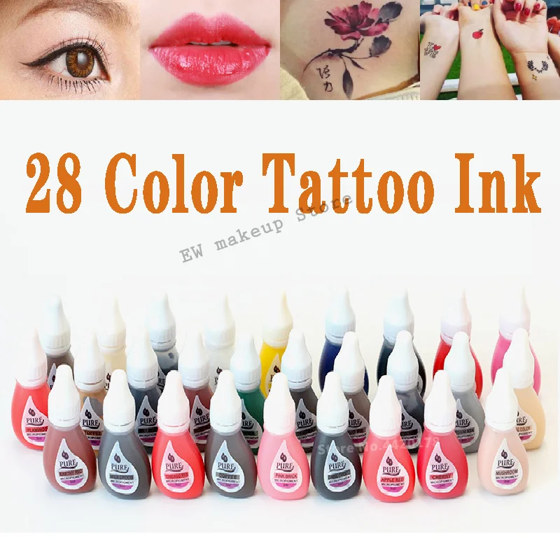 

Popular Tattoo Paint Semi-permanent Microblading Lip Eyebrow Tattoo Ink Beginner Makeup Professional Tattoo Accessories 28 Color