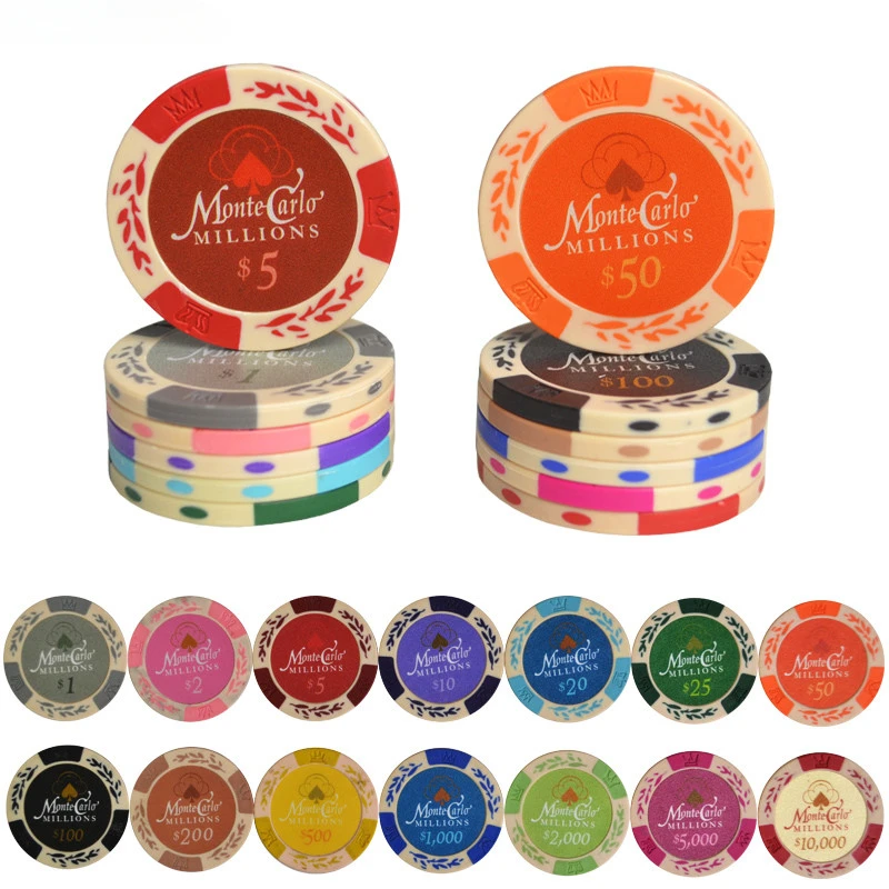 Texas Poker Chips Clay Composite Inner Metal Coins Wheat Ears Crown Pattern Baccarat Casino Upscale Accessories 25pcs poker chips