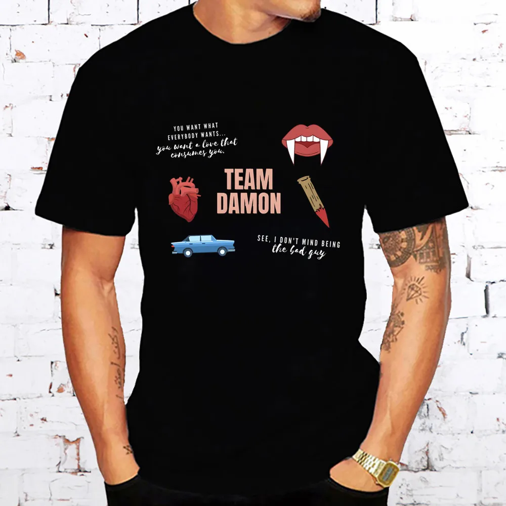 

Damon Salvatore The Vampire Diaries Ian Somerhalder Men's Casual Printing T-shirt High-fashioned Men's T-shirt Men's Shirt