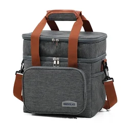Durable Portable Insulated Lunch Cooler Bag with Shoulder Strap (Gray bilayer)