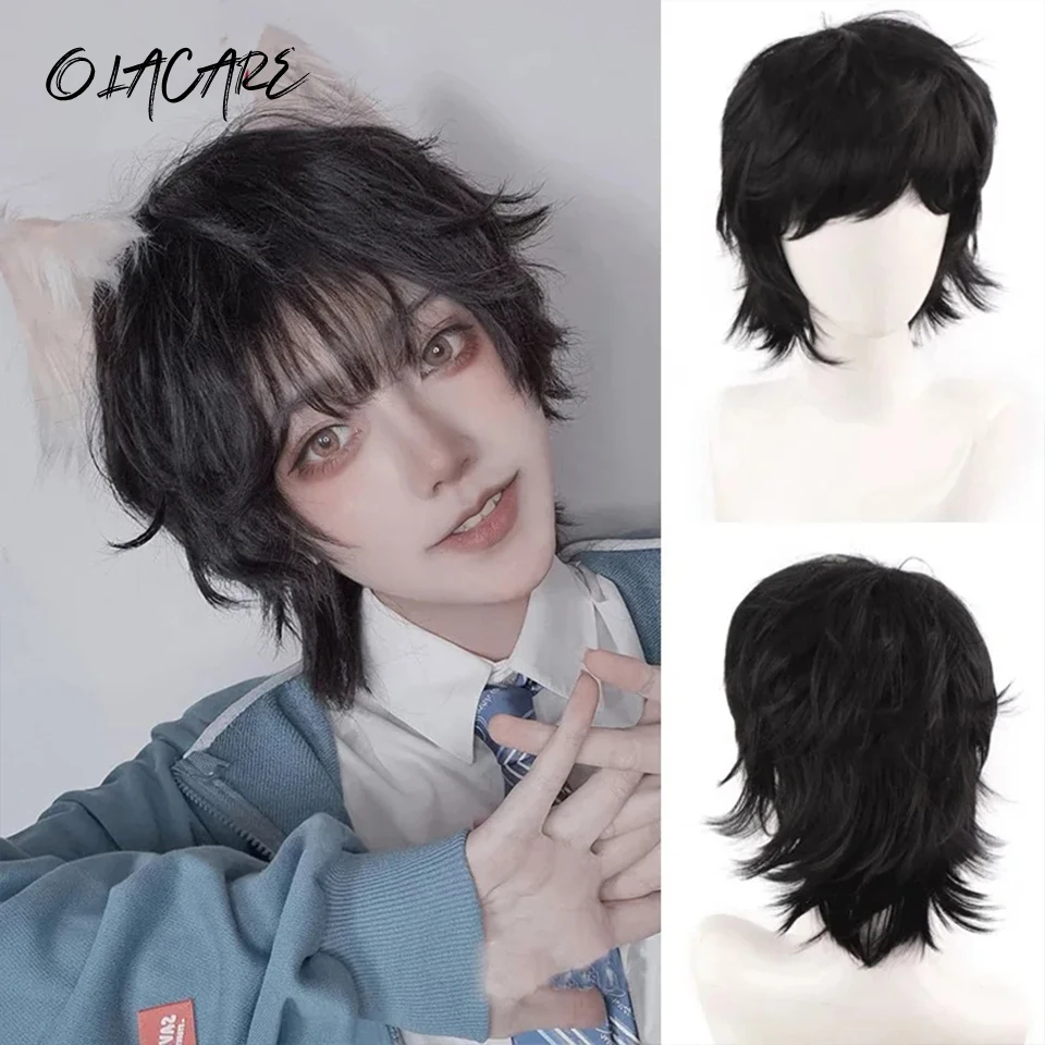 Synthetic Brown Black Short Wig for Daily Party Cosplay
