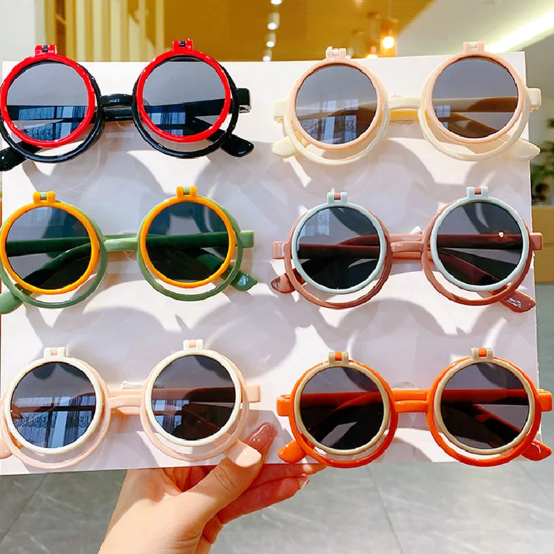 Children Round Frame Sunglasses Flip Sun Glasses for Baby UV 400
