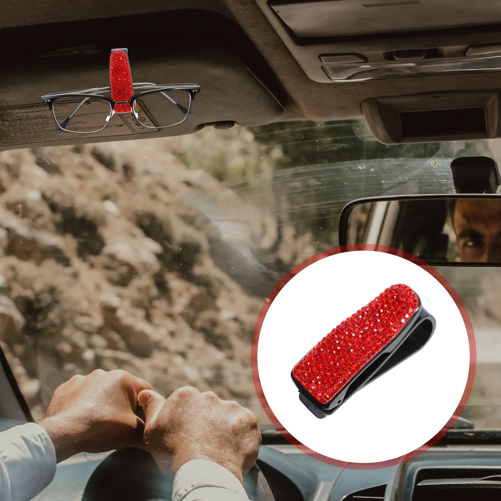 

Glasses Clip Sunglasses Holder Car Visor Eyeglasses Frame Organizer Rhinestones