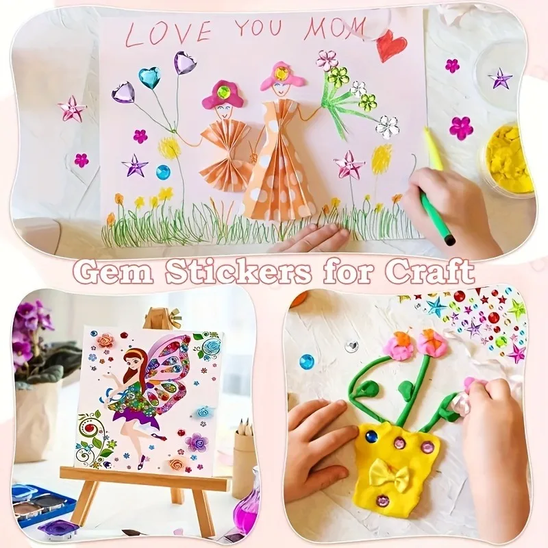 Selbstklebende Strass-DIY-Aufkleber – bunte Acryl-Edelstein-Glitzer-Aufkleber, multifunktionale wiederverwendbare Bastelaufkleber – Detail 9