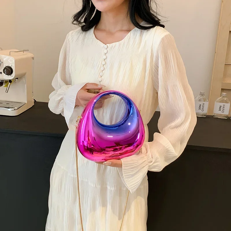 

Evening Clutch Bags for Women 2024 Luxury Designer Purses and Handbags Golden Wedding Dinner Party Round Handle Wrist Bag