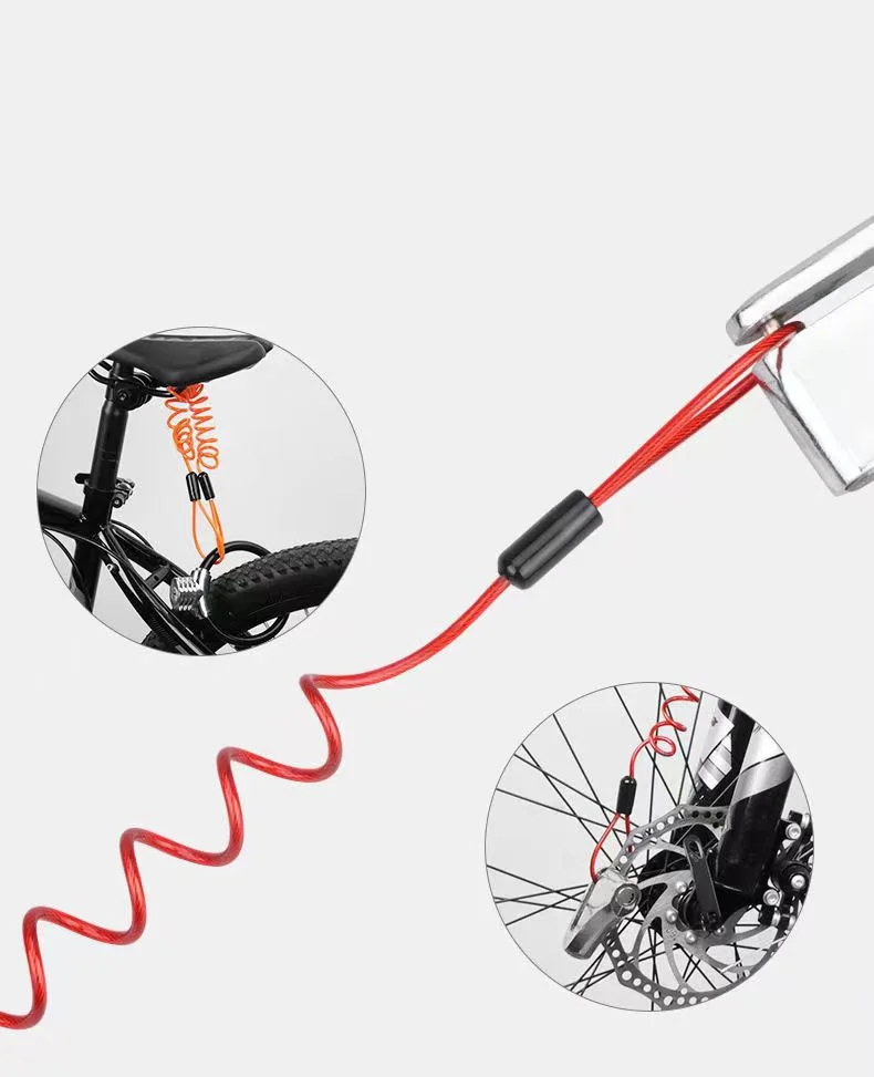 Bicycle Lock 1.5m Spring Cable Lock Anti Theft Rope Alarm Disc Lock For Motorcycle Bike Scooter Security Reminder Protection Accessories
