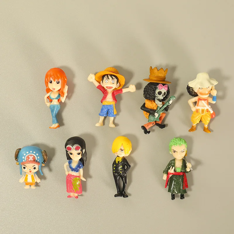 8pcs/set Mini Anime One Piece Action Figure Toy Anime Luffy Zoro