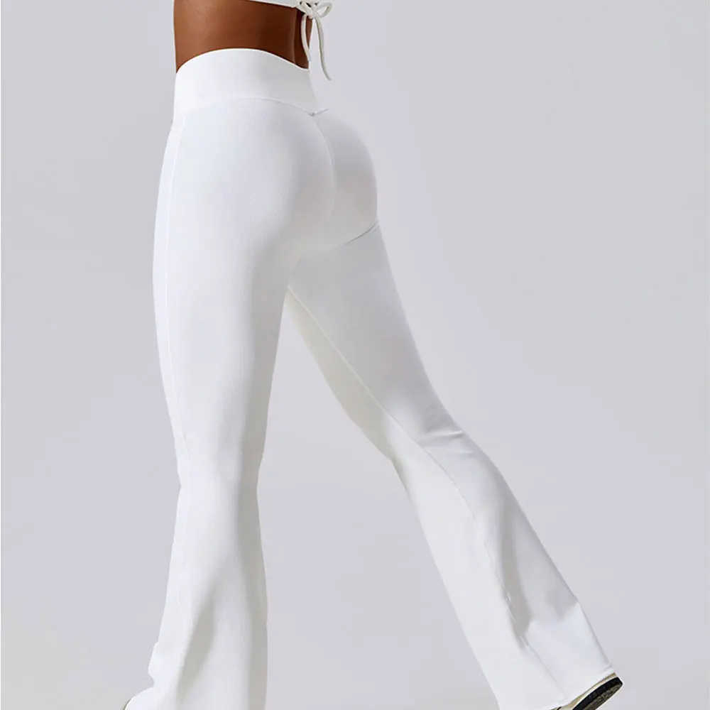 Yoga Pants Women Cross Waist Head High Waist Fitness Training Cotton Elasticed Wide Leg Flare Leggings Sports Gym Tights yoga pants