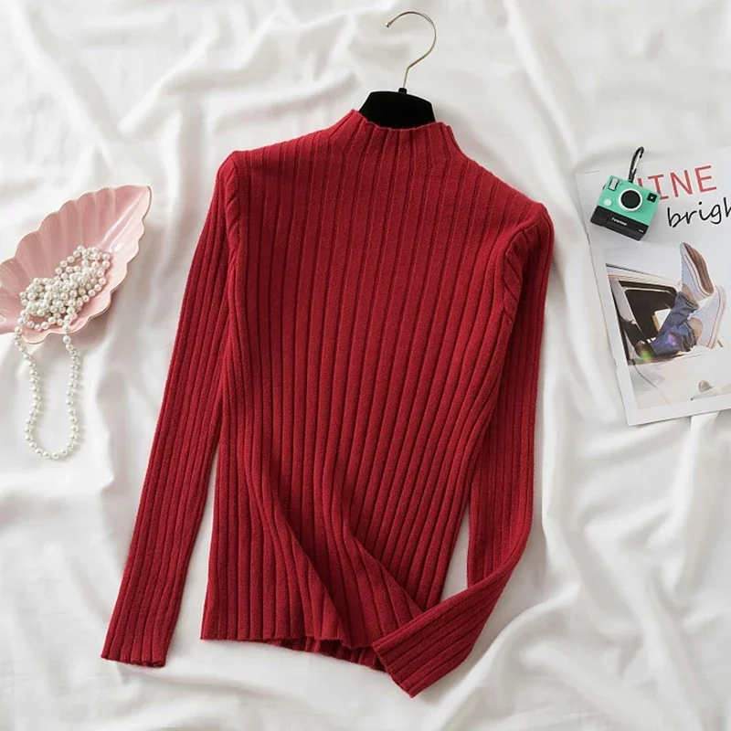 2025 Autumn Winter Pullovers Women Pullover Knitted Sweater Turtleneck Long Sleeve Slim Basic Solid Female Sweaters Tops - Image 5