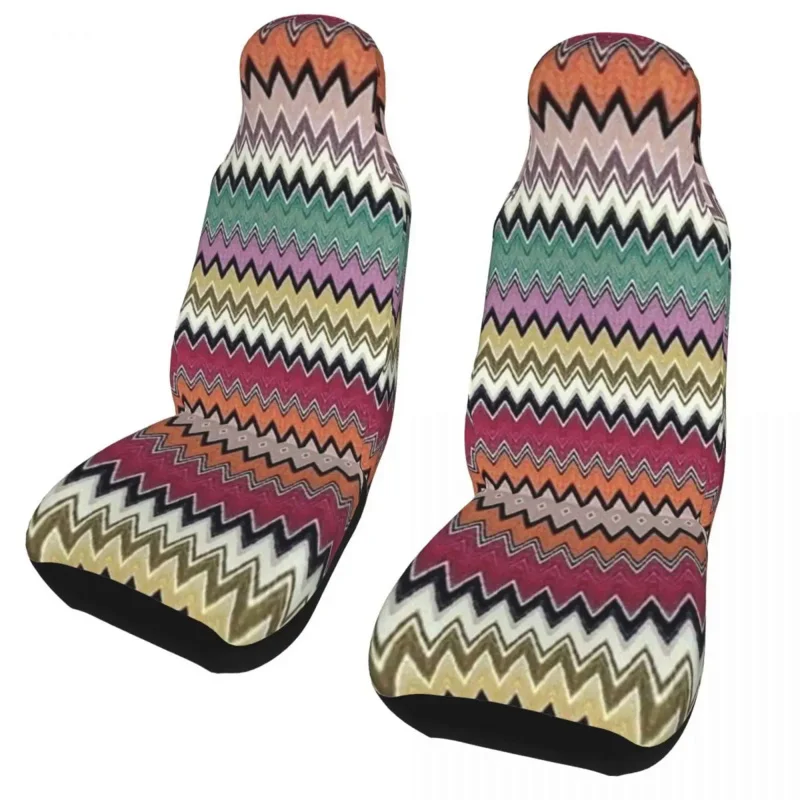 

Colorful Zig Zag Chevron Universal Car Seat Covers Fit for Cars Trucks SUV Bohemian Geometric Auto Seat Cover Protector 2 Pieces