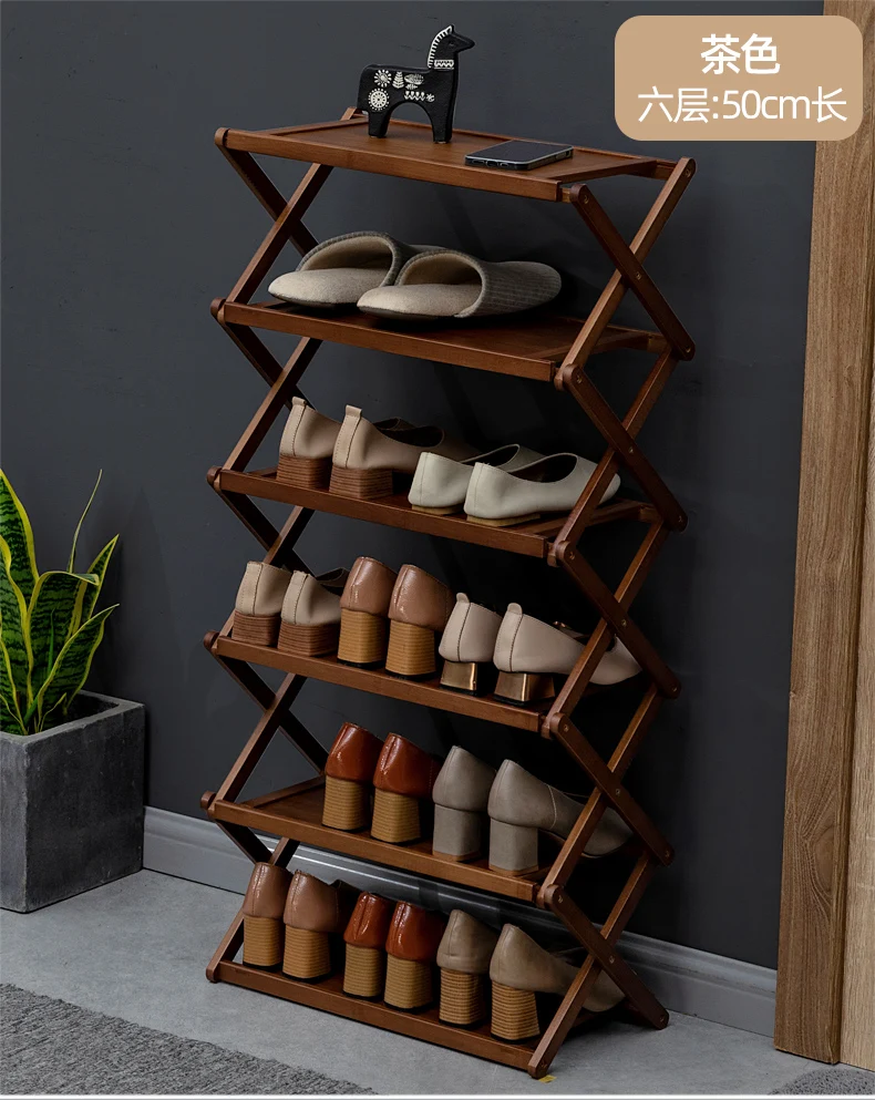 Flydem Shoe Rack,Vertical Shoe Rack,Entryway Wooden Shoes Racks, Modern Shoe Rack Organizer, Space Saving Shoes Storage (Dark Brown) (Style 1)