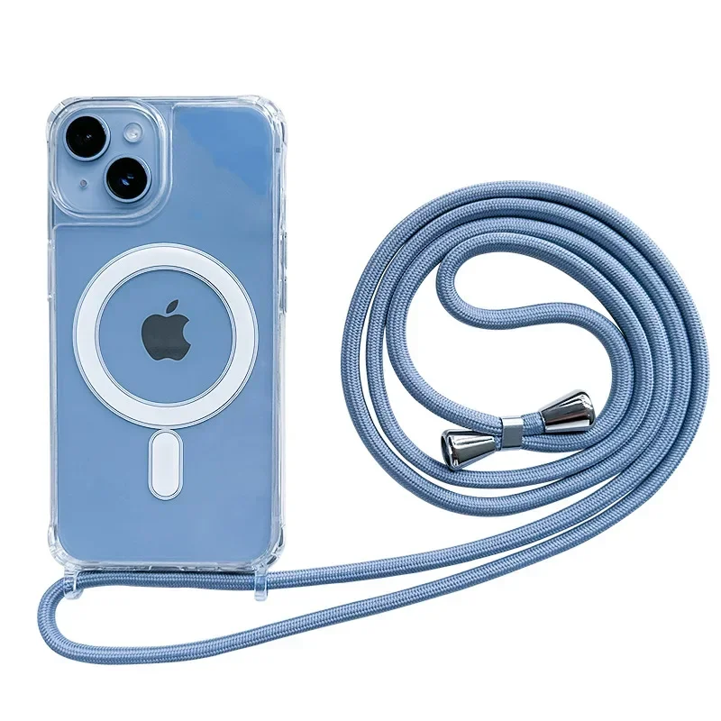thumbnail image 1 of Crossbody Lanyard Clear Magnetic Case For iPhone 15 Plus 14 13 12 Pro Max 11 For Magsafe Shockproof Acrylic Hard PC Back Cover, 1 of 4