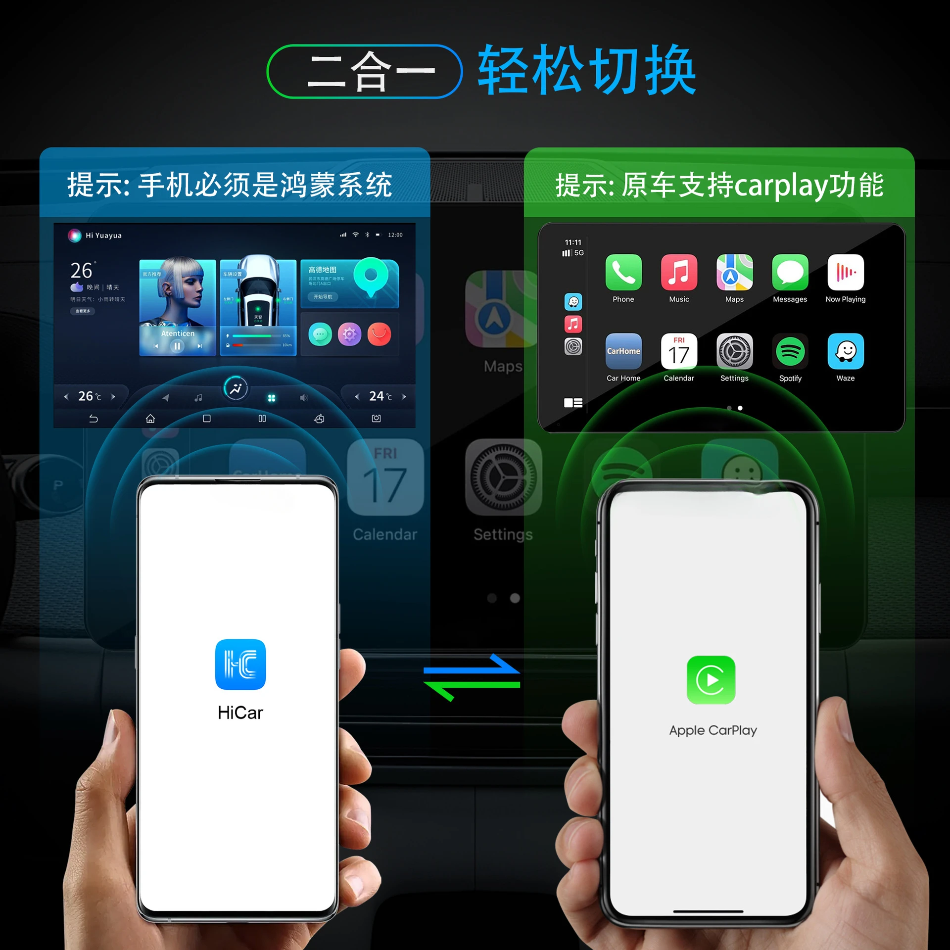 Box wired to wireless carplay2 in one car navigation connected carplay converter