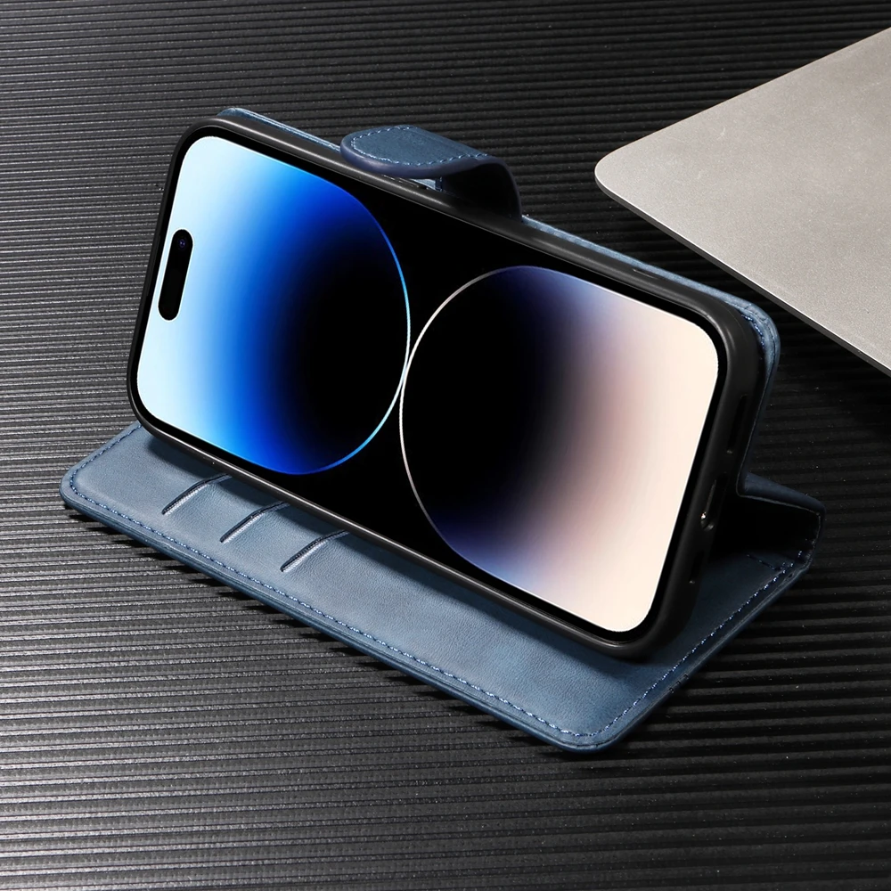 Premium Magnetic Leather Wallet Case with Card Slots - Protective Cover