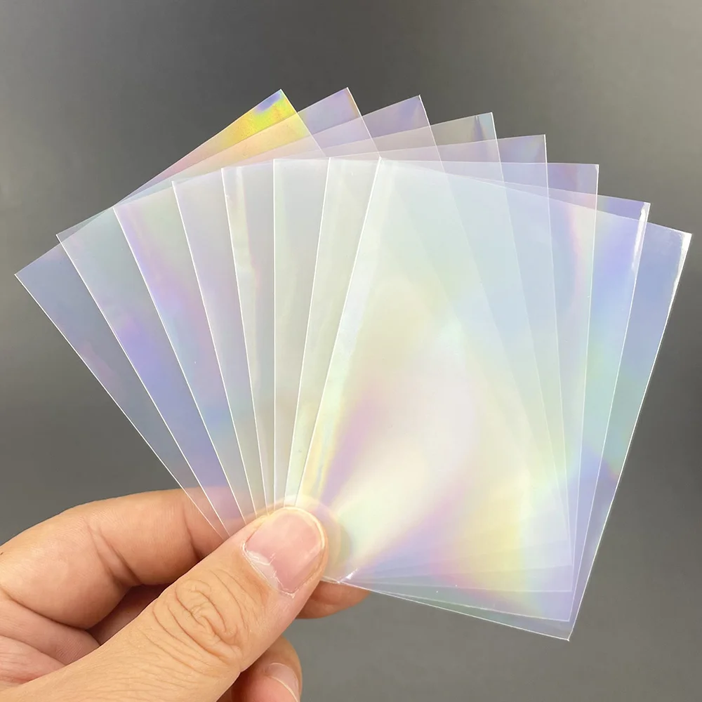 100 Pcs Tarot Rainbow Foil YGO Transparent Laser Clear Sleeves