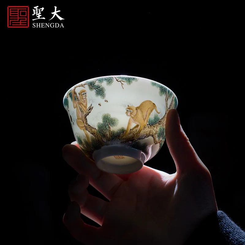 

|ceramic kung fu tea powder enamel sealing hou figure masters cup sample tea cup all hand of jingdezhen tea service