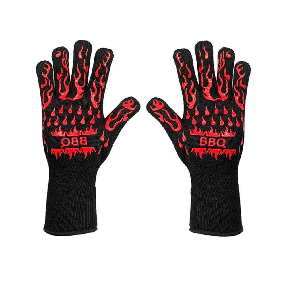Enhanced Cowhide Fire-Resistant Gloves with Heat Insulation and Kevlar Stitching