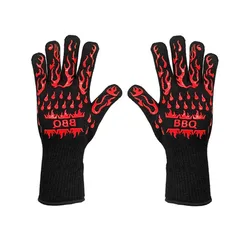 Premium Heat & Cut Resistant Silicone BBQ & Oven Gloves for Safe Cooking & Baking (2Pcs BBQ Gloves)