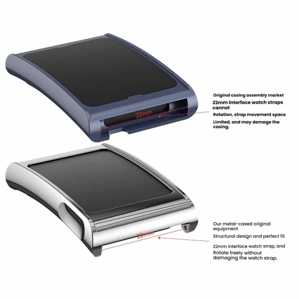 Premium 22mm Metal Frame Shockproof Watch Protective Case