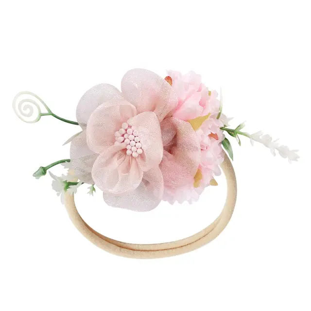 Floral Girls Headbands Newborn Baby Elastic Princess Hairbands Kids Pearl Flower Fresh Style Cute Hair Accessories Diademas 41