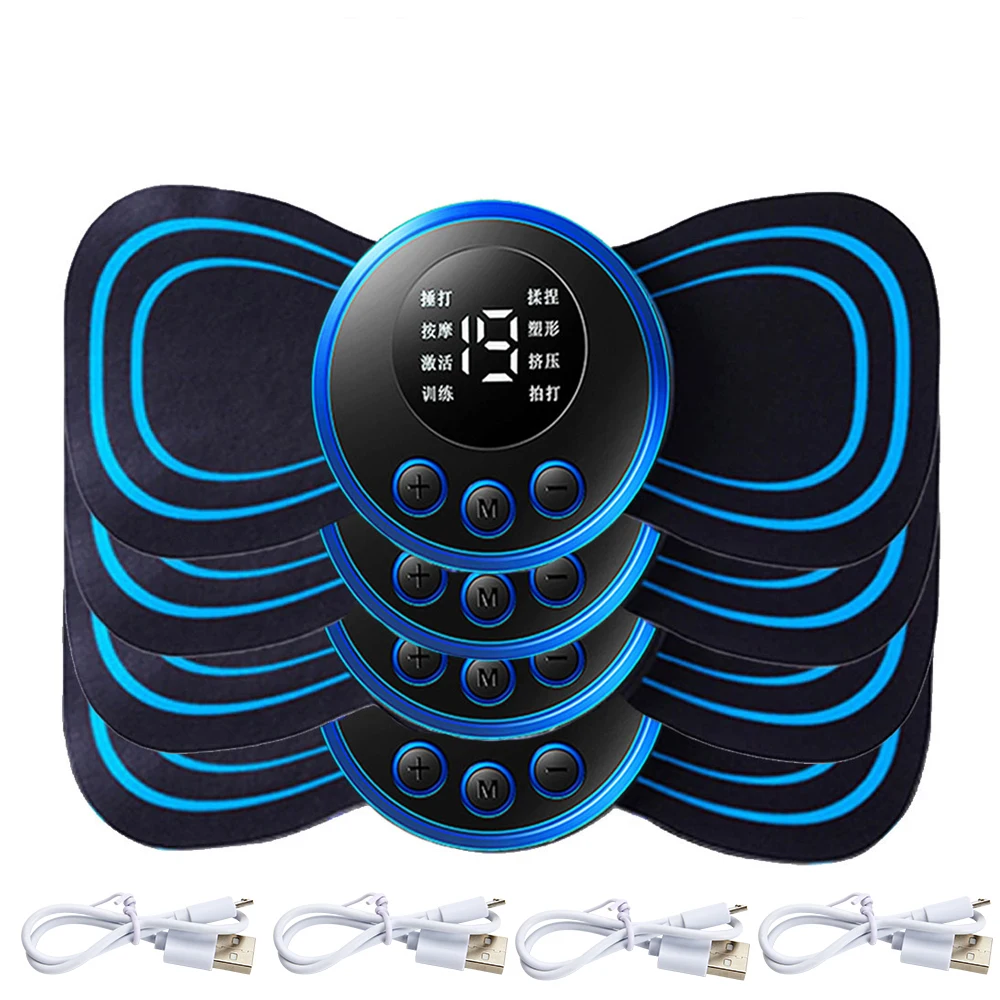 4P Mini Electric Pulse Neck Massager Portable Back Neck Decompression Muscle Relaxation Machine Shoulder Muscle Pain Relief Tool