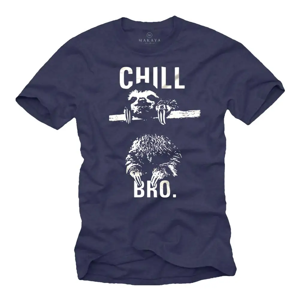 Makaya Cool Swag T-Shirt mit Faultier Chill Bro Herren T-Shirt Damen Mode Shirt Niedliche Tops – Detail 2