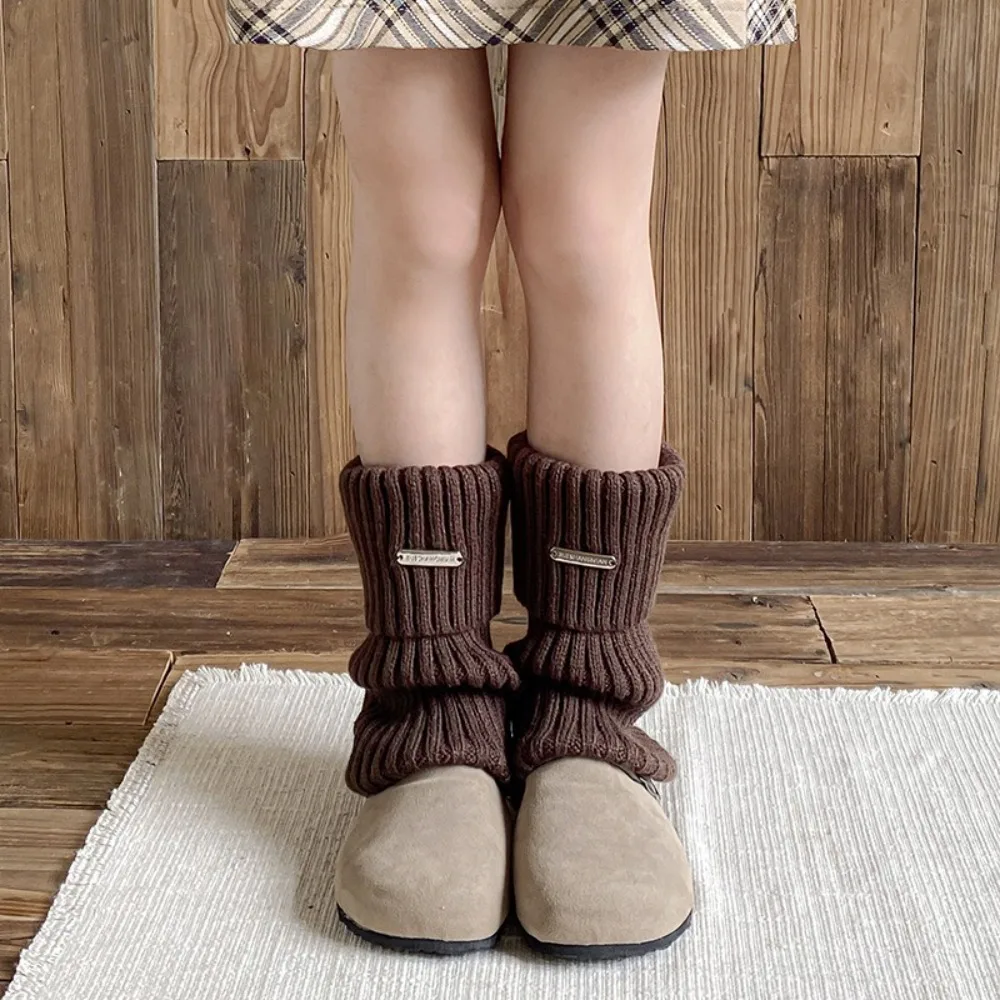 New Solid Color Leg Warmers Knitted Thickened Middle Tube Socks INS Y2k Lolita Hosiery Girl
