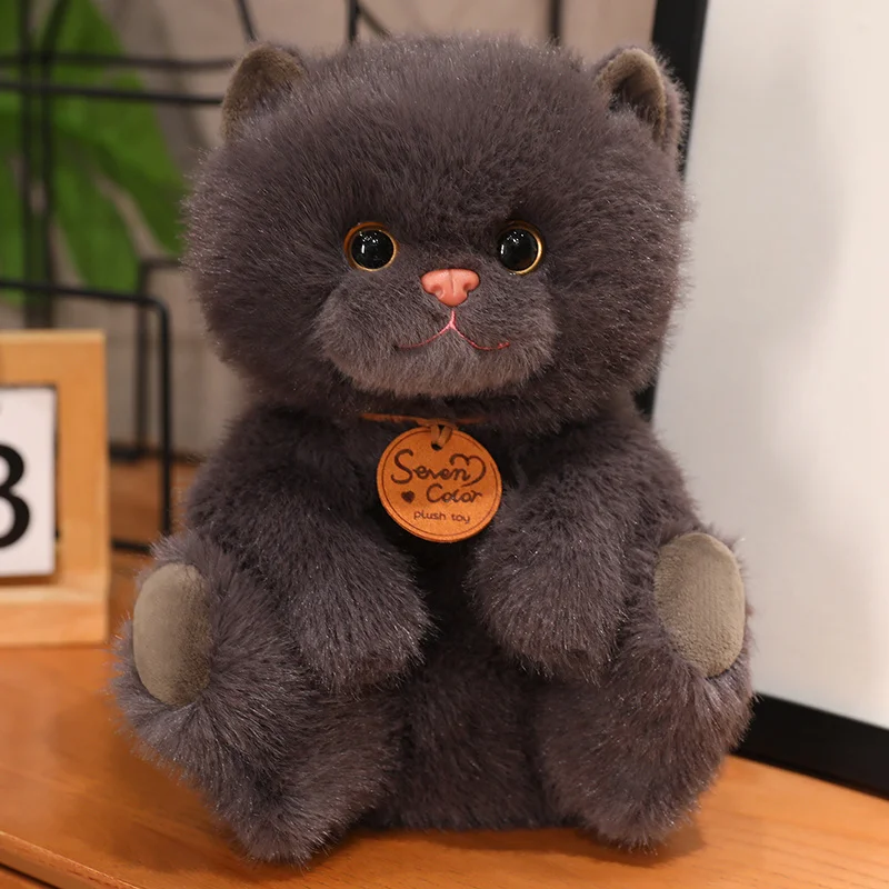 thumbnail image 1 of Lindo gato de peluche, animales de peluche, simulación de gato británico de pelo corto, muñeca esponjosa, juguetes para gatos, regalo de cumpleaños, 1 of 4