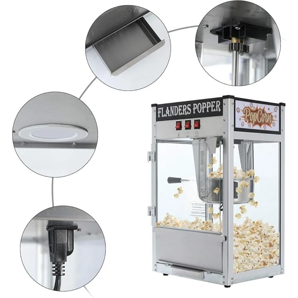 Popcorn Machine Makes Up To 32 Cup Countertop Popcorn Maker W/Stainless Steel Scoop & 3 Popcorn Cups Commercial Popcorn Machine 4