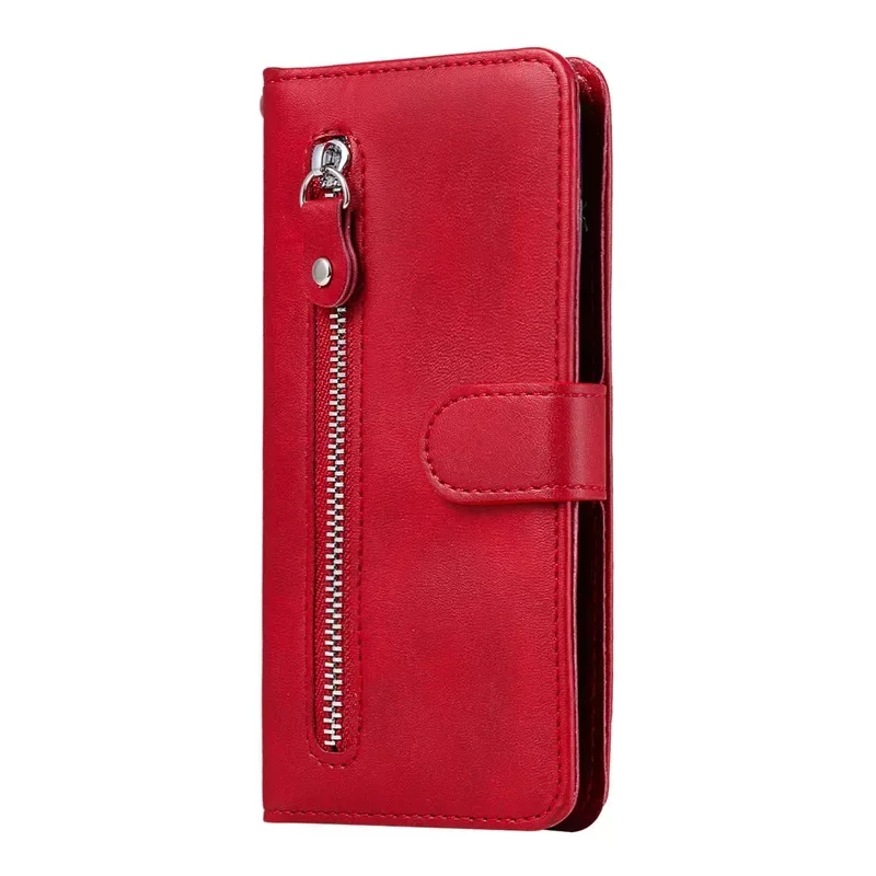 Flip Magnetic Leather Wallet Phone Case with Zipper Card Slot