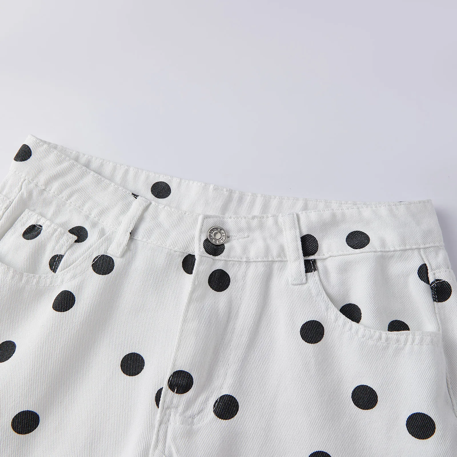Jean ample pour femme à pois imprimés, pantalon en denim à jambe large, taille haute, style rétro, pour le travail, le bureau, le quotidien et le streetwear