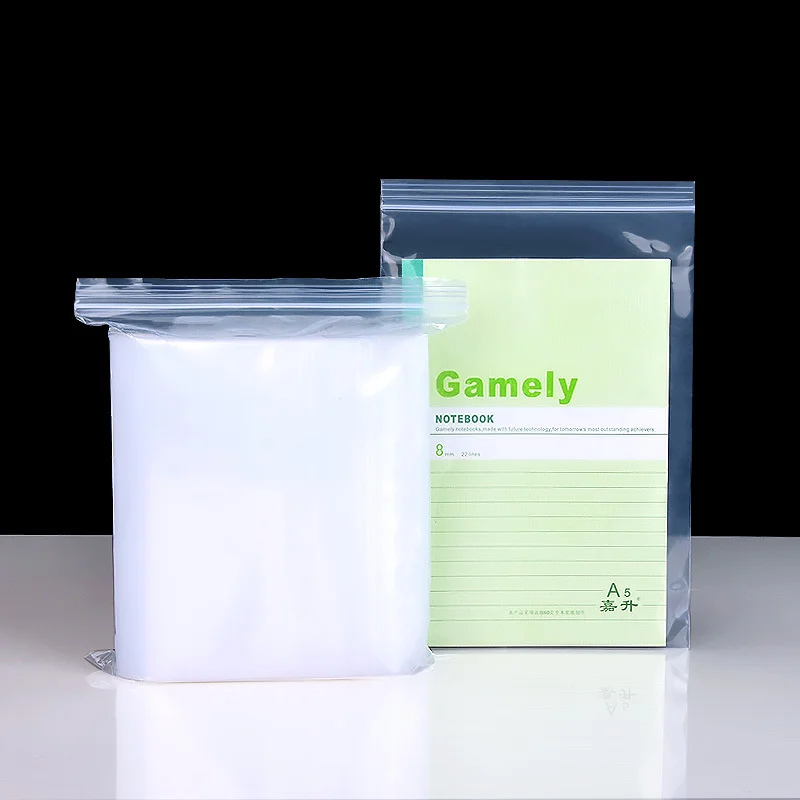 100pcs 지퍼 잠금 플라스틱 재사용 가능한 투명 지퍼 자체 밀봉 식품 보존 보관 가방 보석 포장 가방