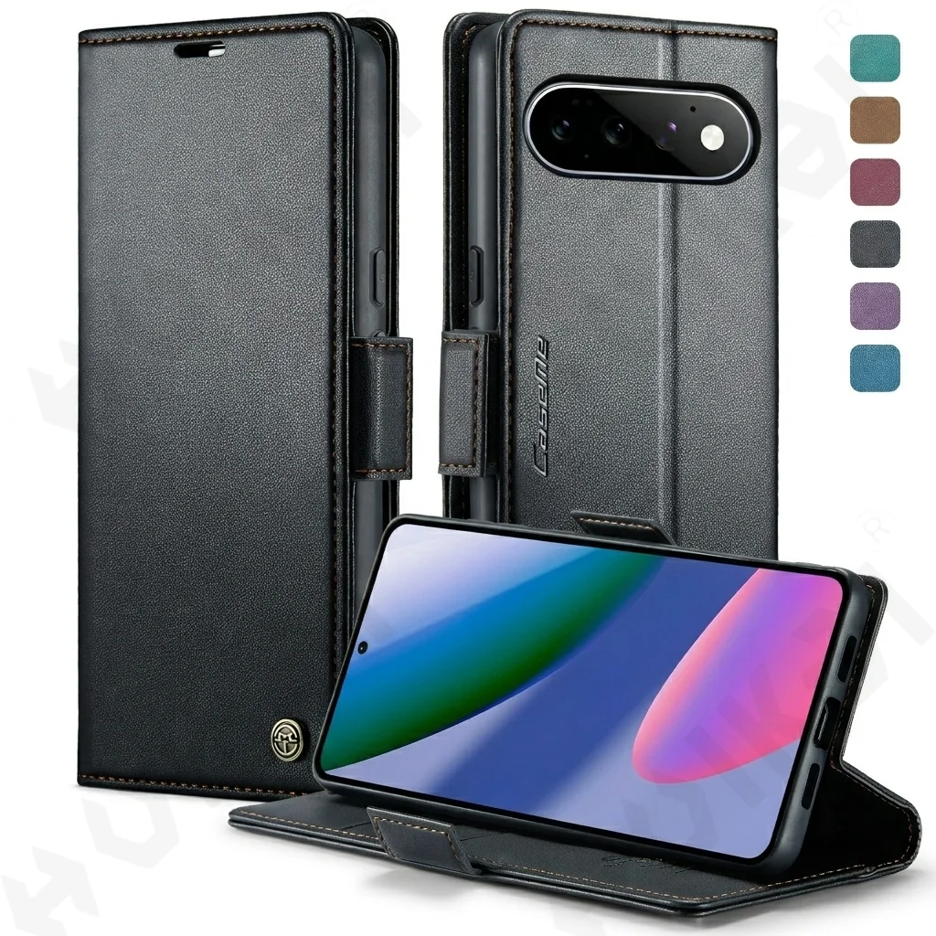 Leather Flip Wallet Case with Kickstand and Card Holder