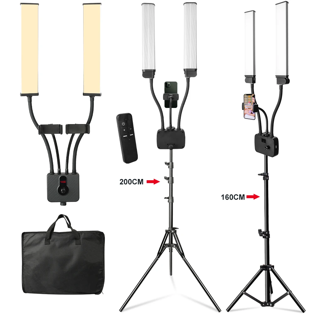 Led Ring Light Double Arms Led Fill Light With 200cm Tripod For Make Up