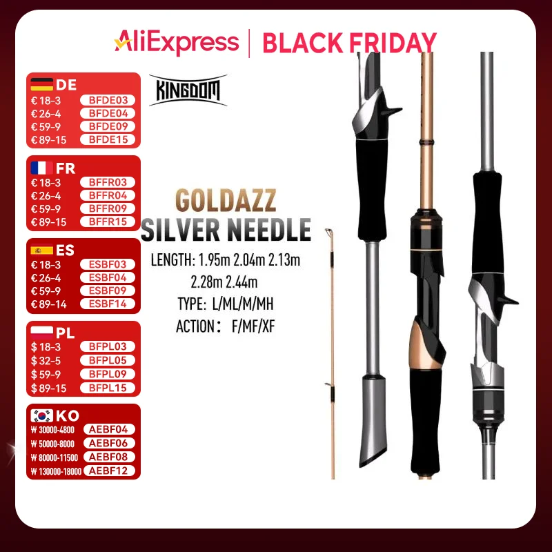 Kingdom Silver Needle Fishing Rod 1.95m 2.04m 2.13m 2.28m 2.44m