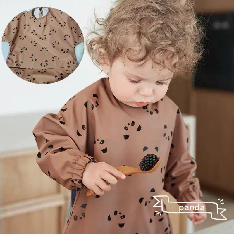 Baby's Soft Waterproof Bib Kid Long Sleeves Adjustable Feeding Cloth Little Boy Girl Painting Smock Child Meal Eating Apron 4