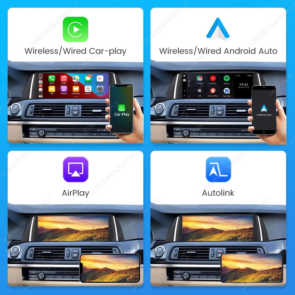 MEKEDE Radio para Auto con Sistema Liuux de 10.25" 12.3" para BMW Serie 5 F10 F11 2012-2017, BT, WIFI, GPS, Navegación, Pantalla Táctil 2K de 2400*900, Compatible con Cámara de Reversa, Controles en el Volante, IDrive, Conexión con Teléfono. 4