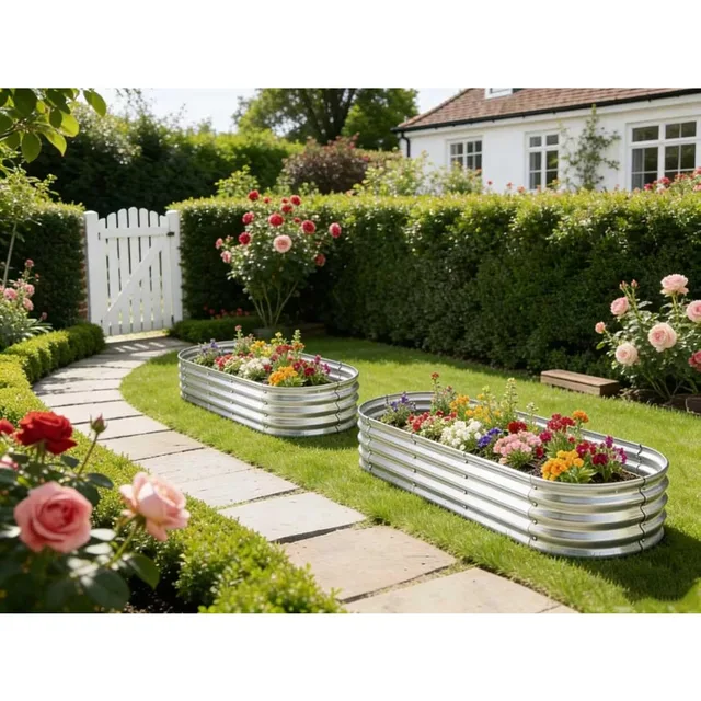 6 ft x 2 ft Raised Garden Bed Metal Elevated Planter for Vegetable Flower Herb 2pk