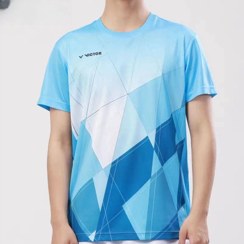 Custom badminton T-shirt for men and women quick drying material breathable sweat absorption tennis training wear V-neck