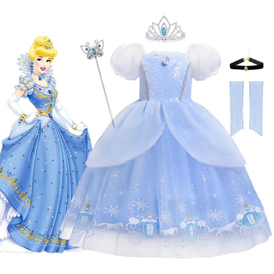 Disney Cinderela Princesa Cosplay Vestido Para Menina Crianças Vestido De  Baile Lantejoulas Carnaval Tutu Puff Malha Roupas Para Presente Aniversário  - Vestidos De Fantasia Para Crianças - AliExpress