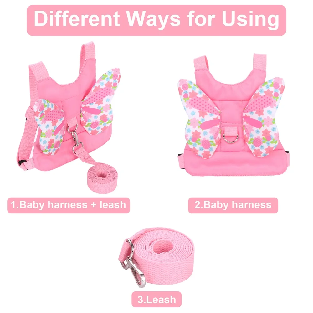 Angel Wings Baby Safety Harness Backpack Infant Carry Training Kids Walking Belts for Cute Babies Girls Pink Learning Walk Bags 2