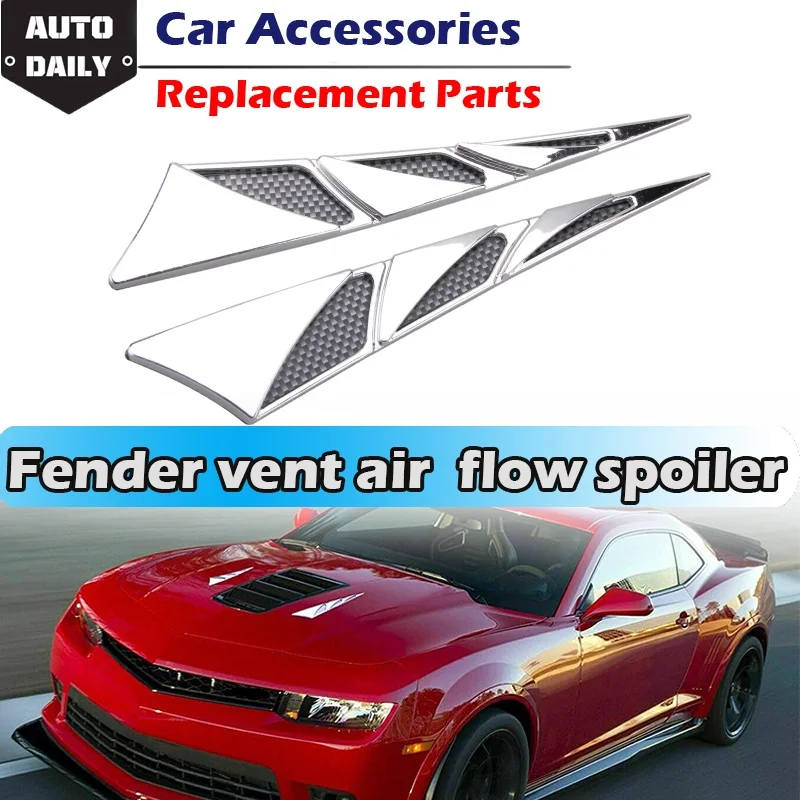 Car Side Wing Cover Bonnet Vent Shark Gill Shape Fender Sticker Car Side Air Outlet Air Intake Spoiler Racing Intake Grille Trim