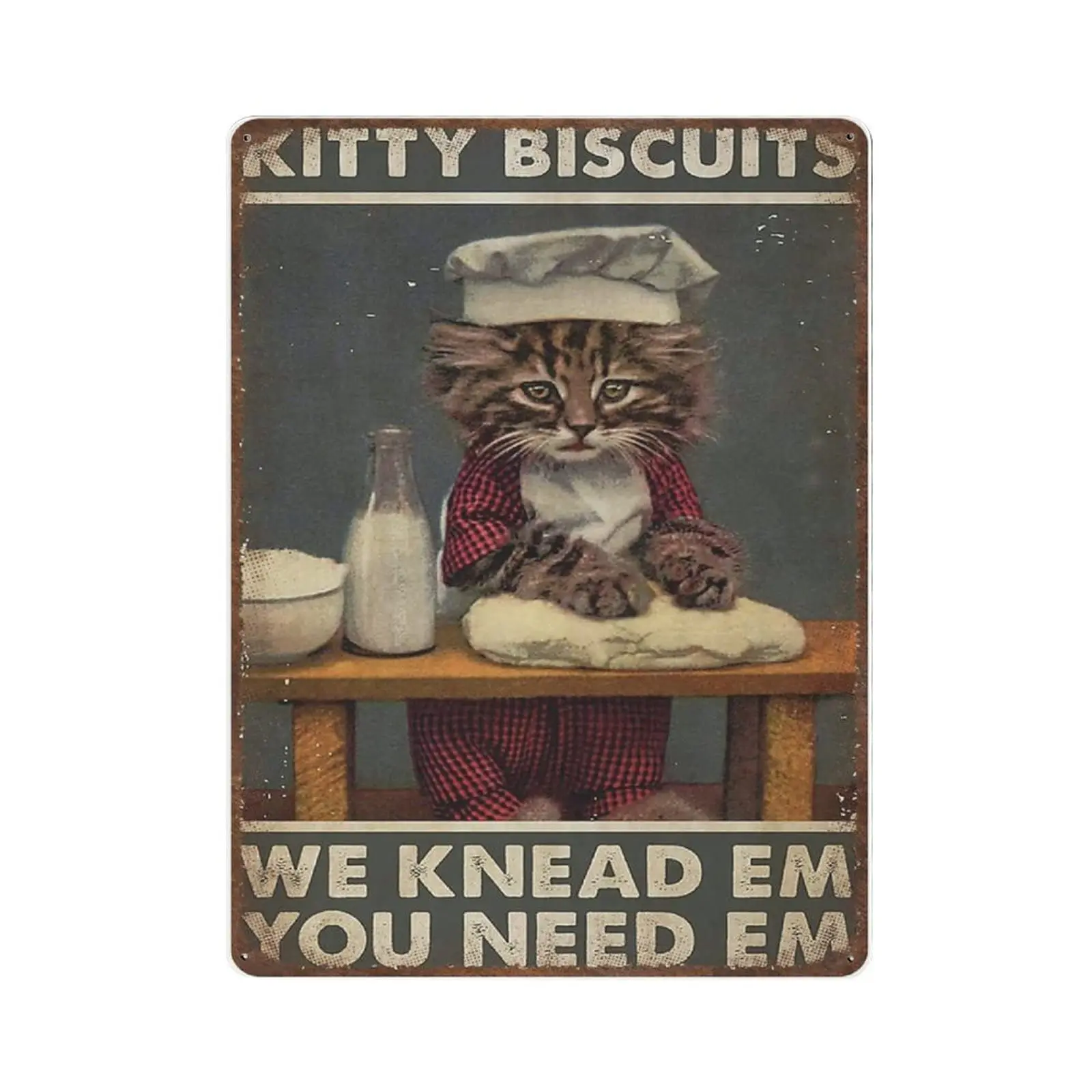 

Vintage Metal Tin Sign Plaque,Vintage Tin Sign Kitty Biscuits We Knead Em You Need Em Sign,Man cave Pub Club Cafe Home Decor Pla