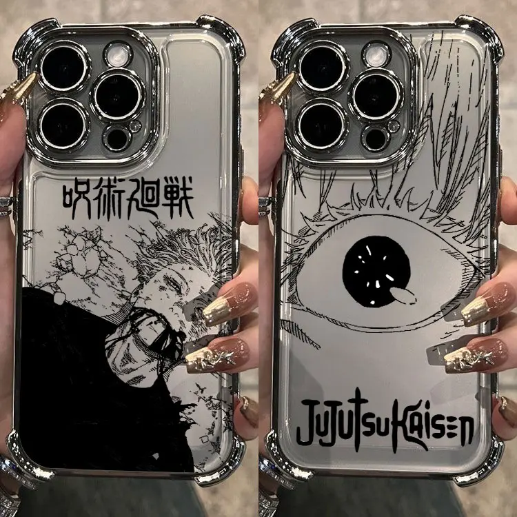 Stylish Hot Anime Jujutsu Kaisen Gojo Plating Phone Case with Anti-Fall Airbag Protection
