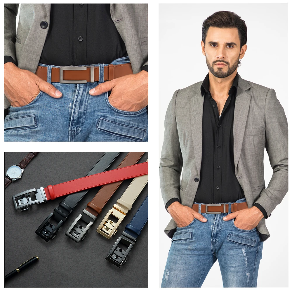 DOOPAI Neue Herren Gürtel Hohl Automatische Herren Gürtel Aus Echtem Leder Luxus Gürtel Für Männer Gürtel Männlich Strap Männlich Metall Automatische Schnalle – Detail 7